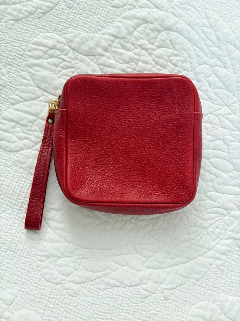 Portland Leather Red Pebbled Leather Wristlet Clutch